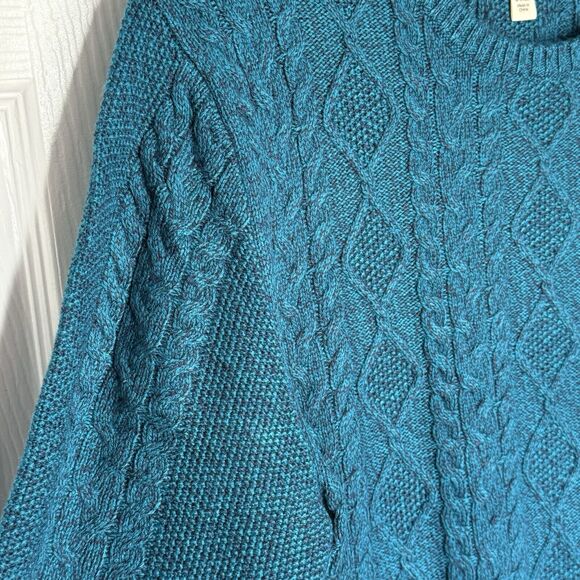 New Cable Knit Jumper Sweater Men’s Size LT Blue Teal Crewneck - Picture 14 of 17